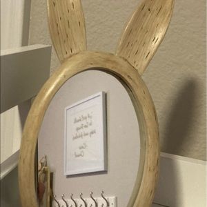 Little bunny mirror with wooden frame